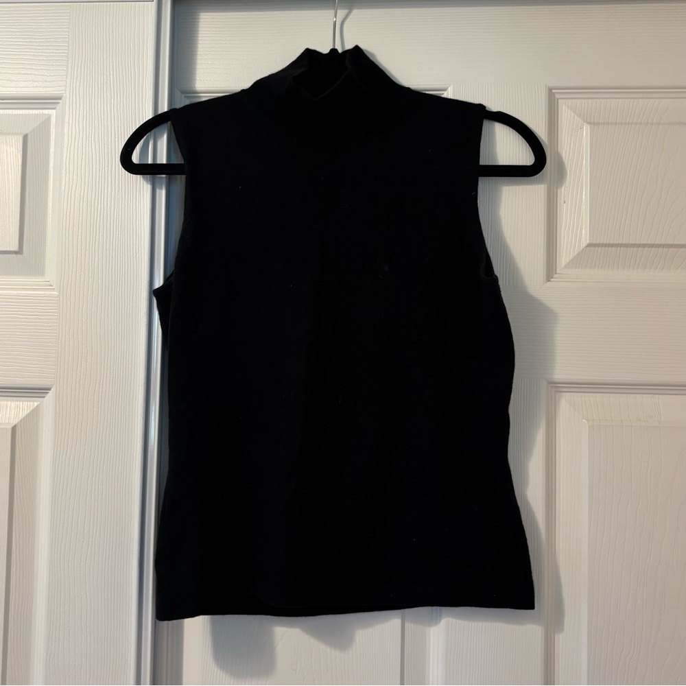 Neiman Marcus Black Turtleneck 100% Cashmere Tank Top